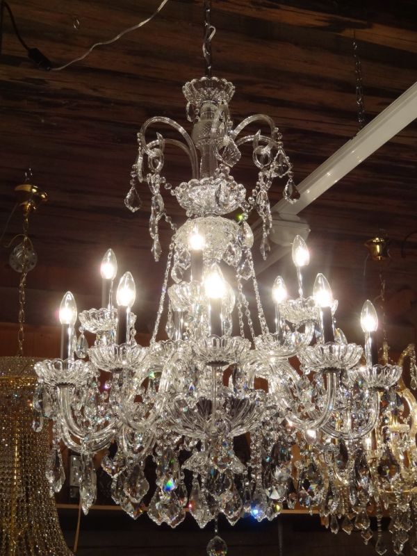 Kronleuchter Bleikristall Silber 100cm + Kette, 15 Lichter